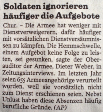 Soldaten ignorieren häufig die Aufgebote