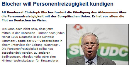 Blocher zur Personenfreizügigkeit