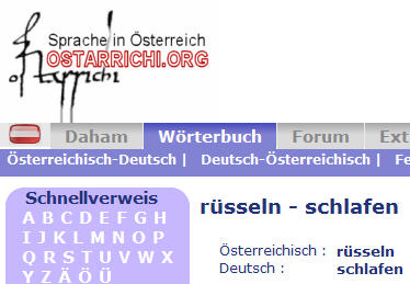 Sprache in Österreich "rüsseln"